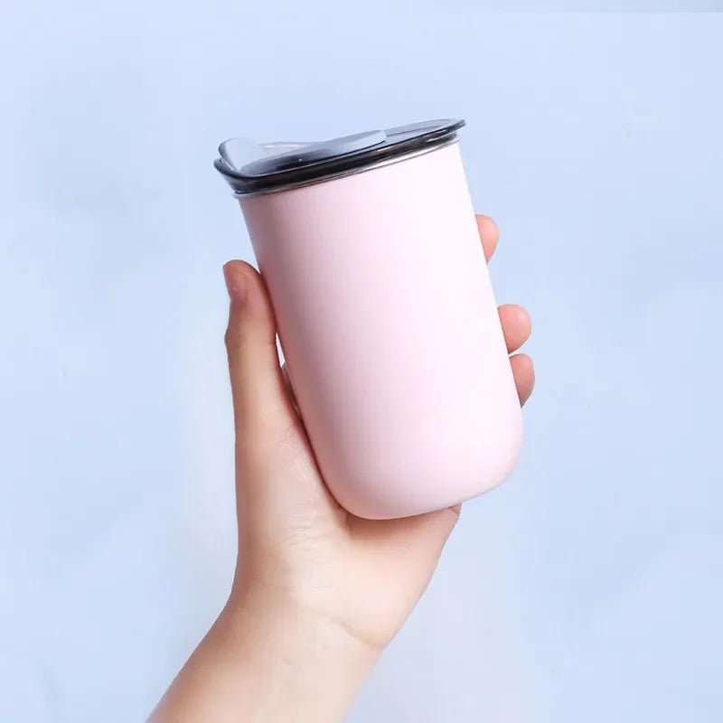 300ML Stainless Steel Coffee Cup Mug with Lid Simple Insulated Coffee Mug Thermal Bottle Heat - resistant Thermos Mug Drinkware - Glow Haven