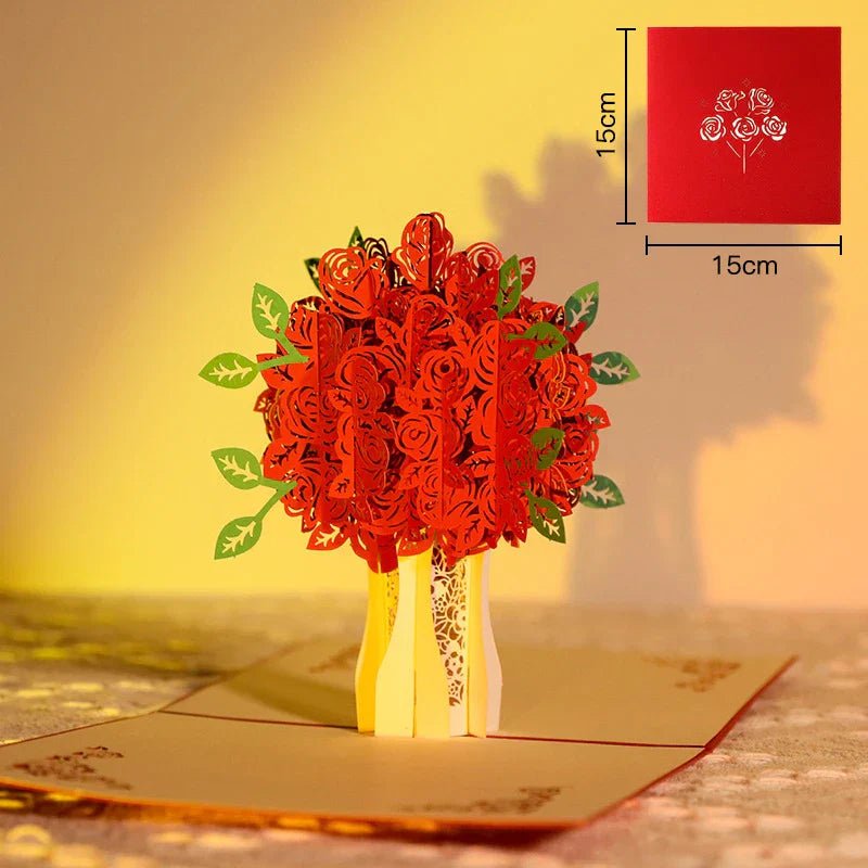 3D Pop - Up Rose Greeting Card for Special Occasions - Glow Haven