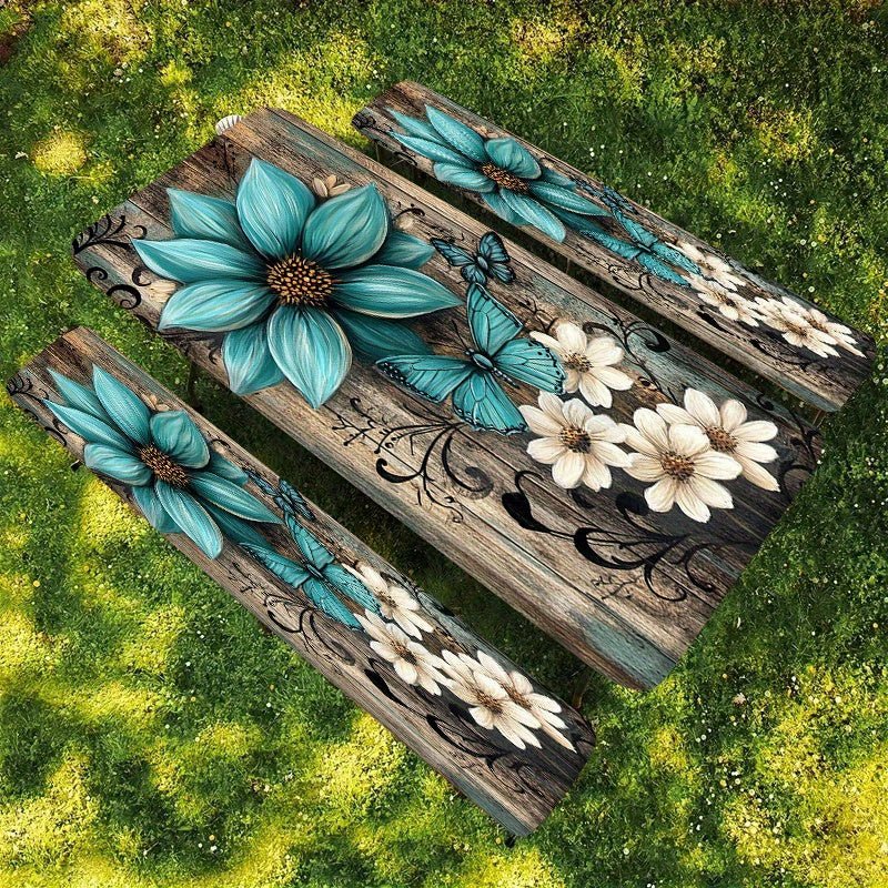 3pcs Striped Polyester Elastic Picnic Table Cover Set - Glow Haven