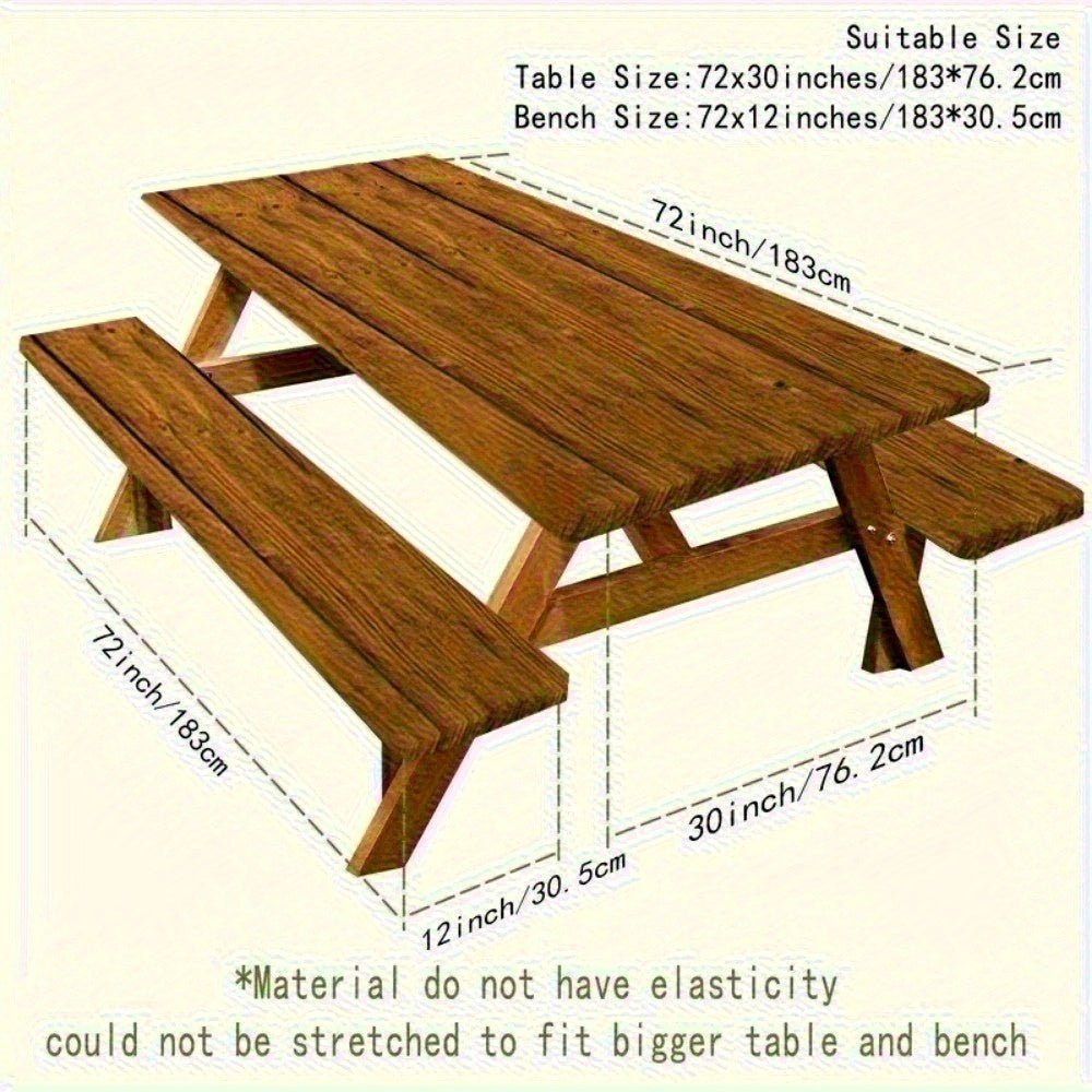 3pcs Striped Polyester Elastic Picnic Table Cover Set - Glow Haven