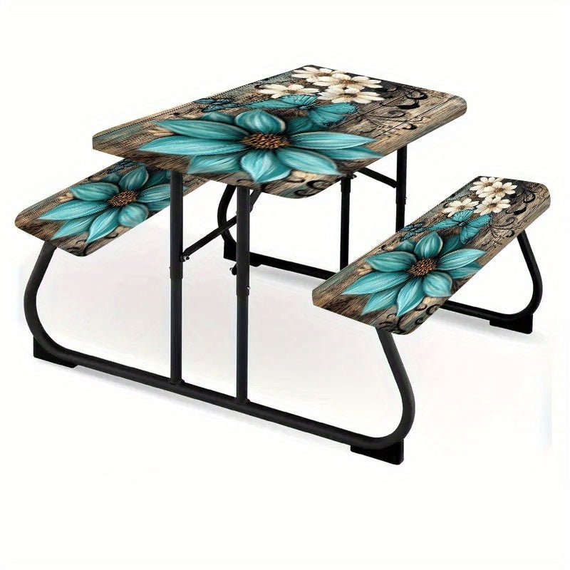 3pcs Striped Polyester Elastic Picnic Table Cover Set - Glow Haven