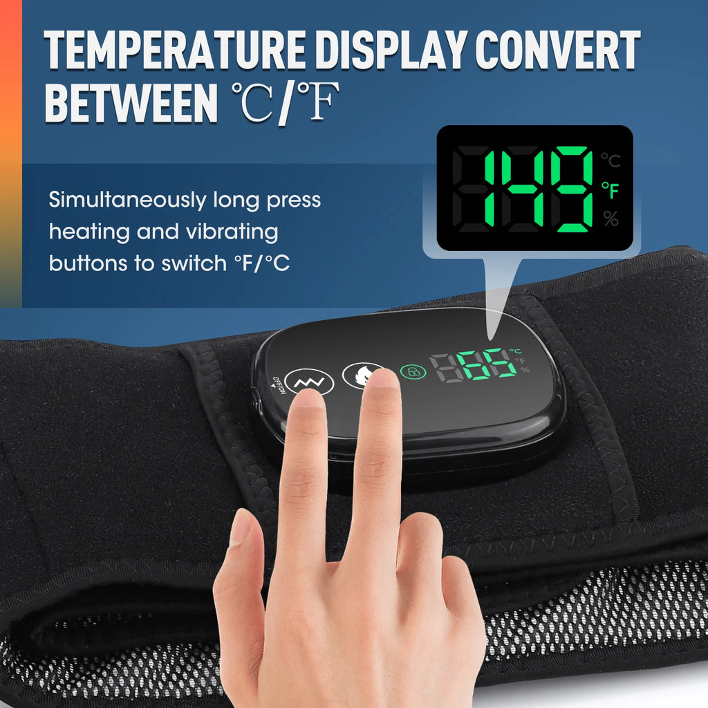 Cordless Heated Massage Pad Red Light Massage Waist Belt 102 Red Light Beads Hot Compress Vibration Relieve Fatigue Relax Muscle