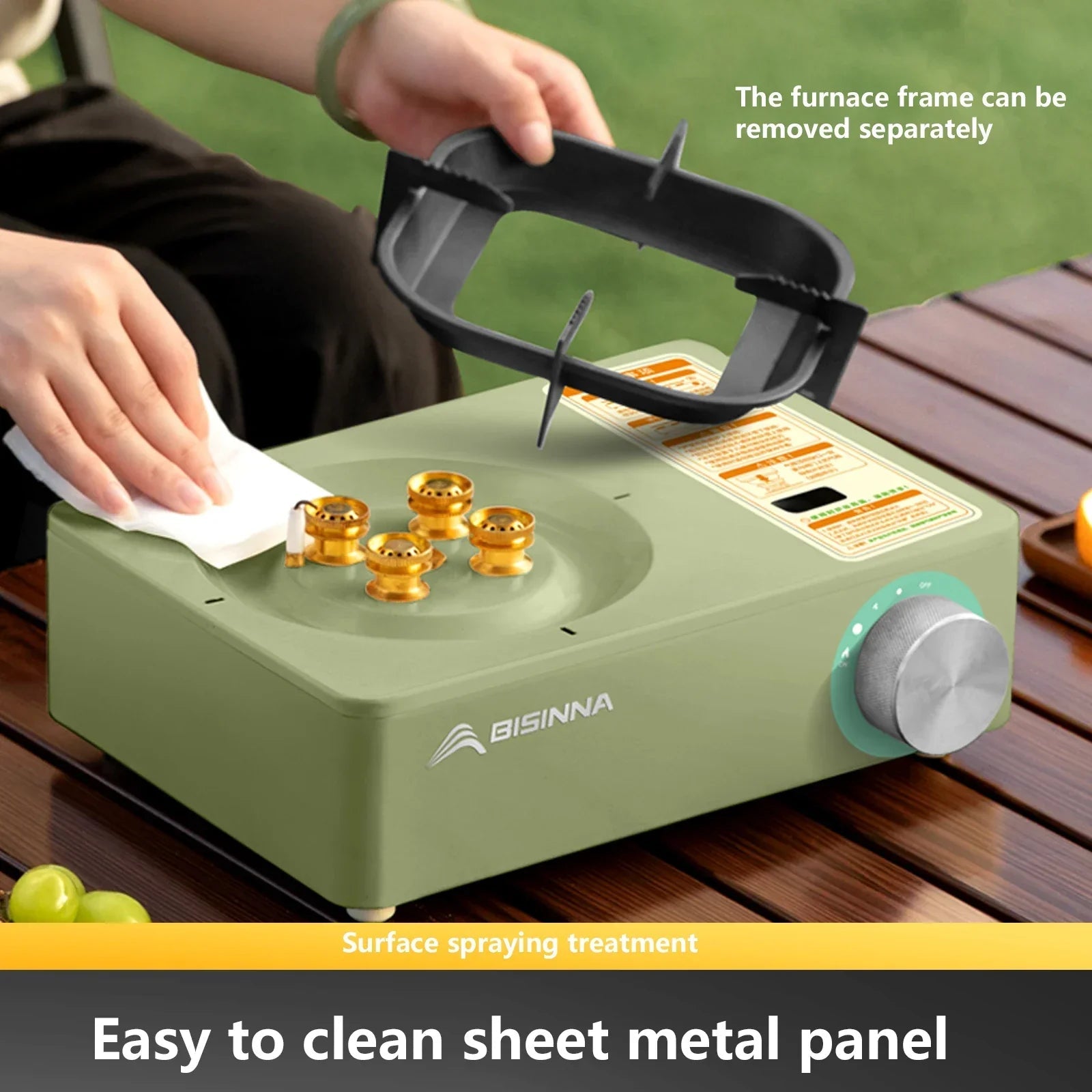 5800W Camping Gas Stove High Firepower Cassette Green - Glow Haven
