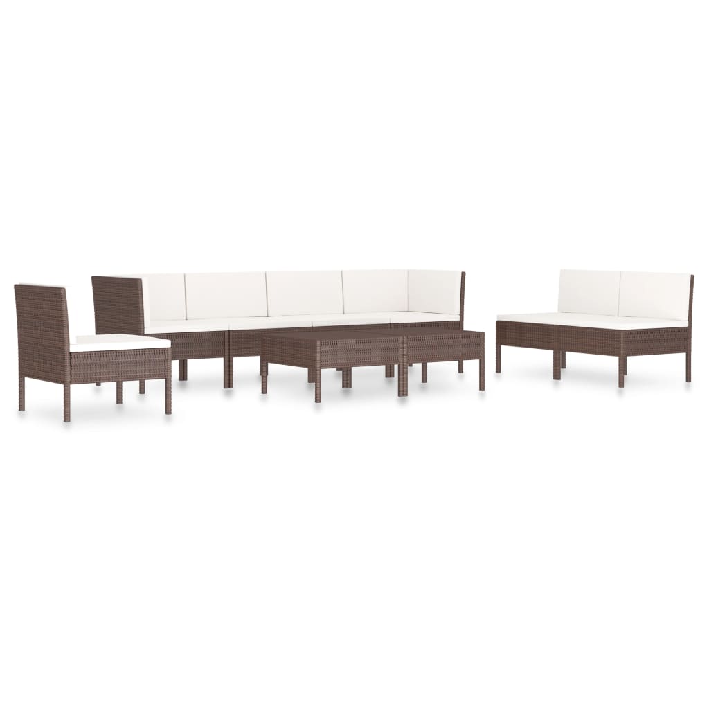 vidaXL 9 Piece Patio Lounge Set with Cushions Poly Rattan Brown