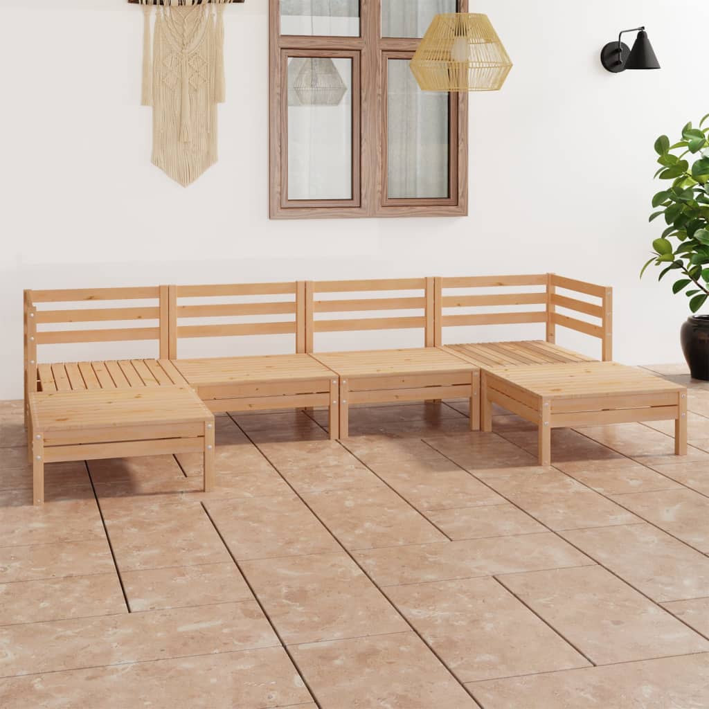 vidaXL Patio Furniture Set 6 Piece Garden Sectional Sofa Set Solid Wood Pine