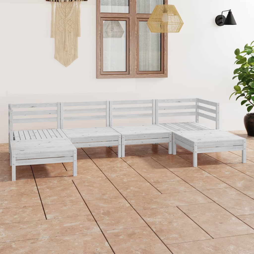 vidaXL Patio Furniture Set 6 Piece Garden Sectional Sofa Set Solid Wood Pine