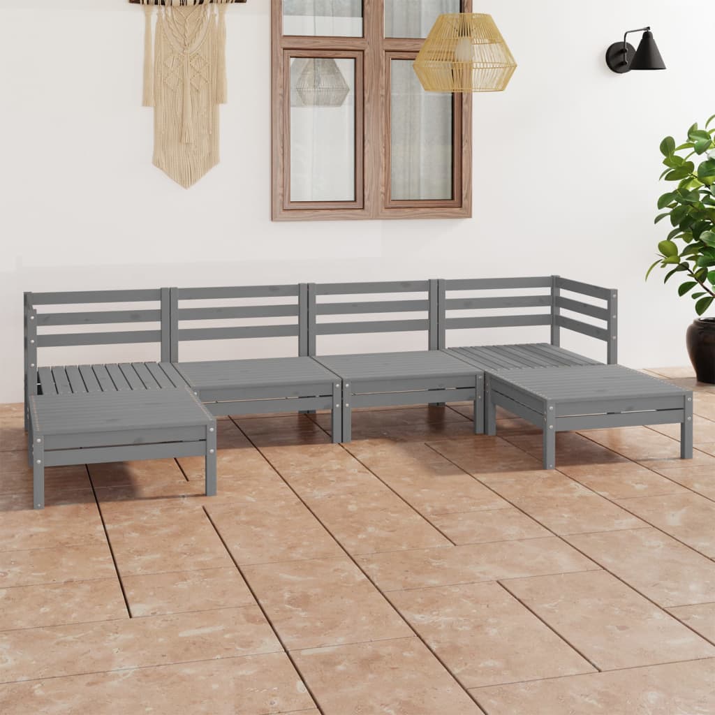vidaXL Patio Furniture Set 6 Piece Garden Sectional Sofa Set Solid Wood Pine