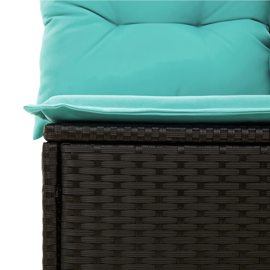 vidaXL 3 Piece Patio Sofa Set with Cushions Black Poly Rattan