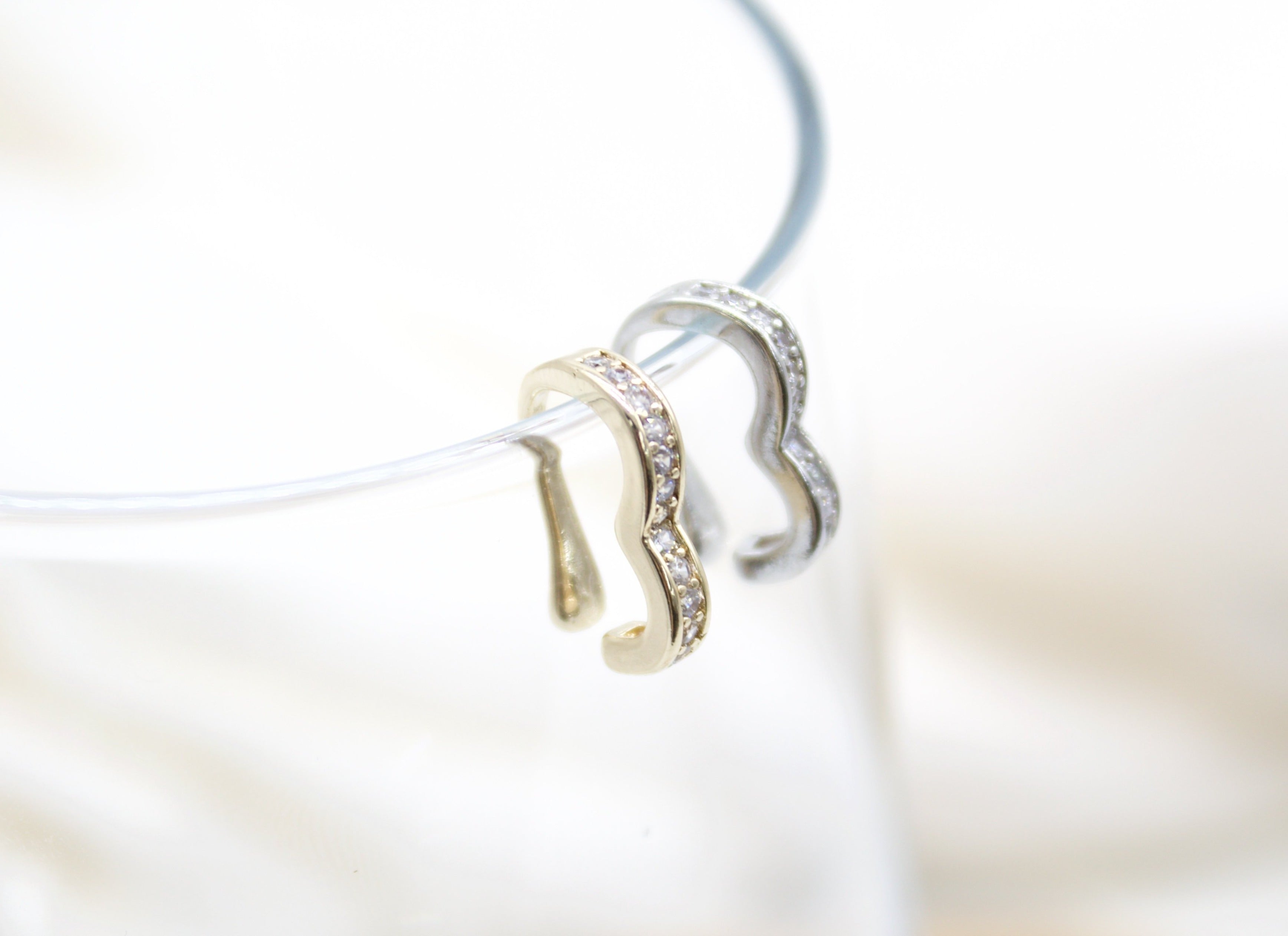 Gold Filled Wavy Ear Cuffs With Micro CZ Cubic Zirconia Stones