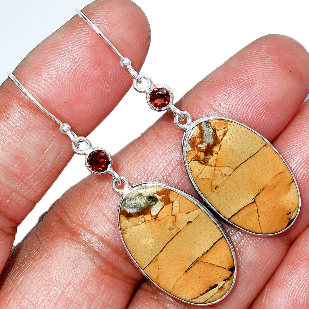 Natural Picture Jasper & Garnet Earrings E-1002 SDE85569