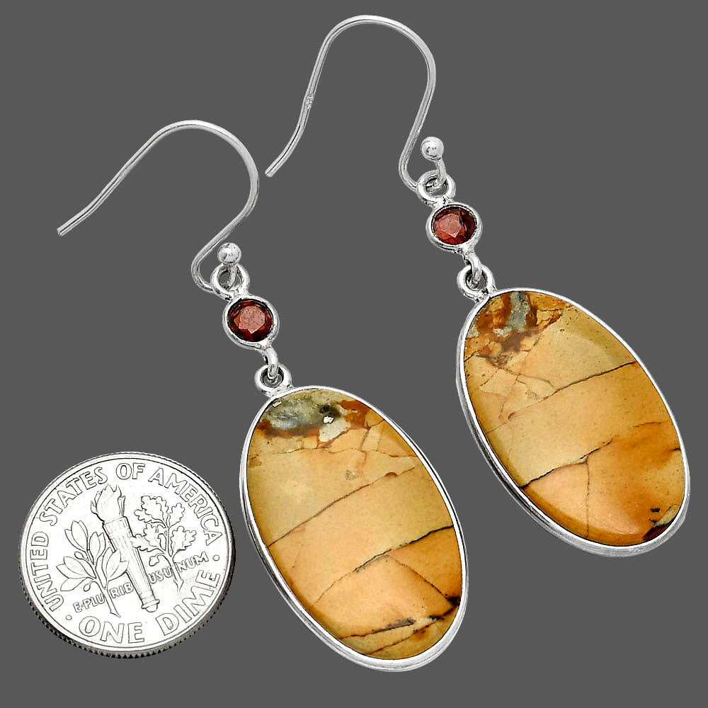 Natural Picture Jasper & Garnet Earrings E-1002 SDE85569