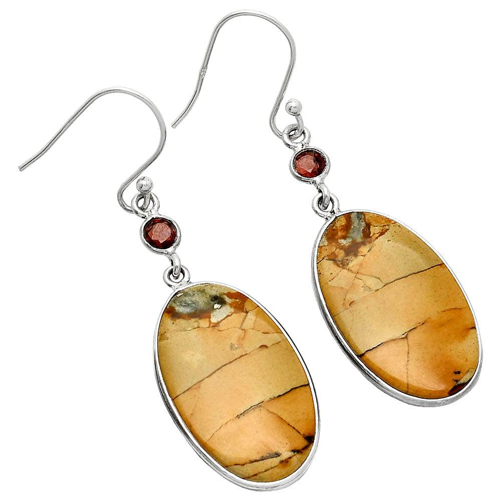 Natural Picture Jasper & Garnet Earrings E-1002 SDE85569
