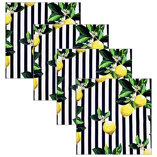 Charlo's Cloth Napkins Set of 4 Charlo's Sicilian Lemon 16" by 16" - Black - Glow Haven