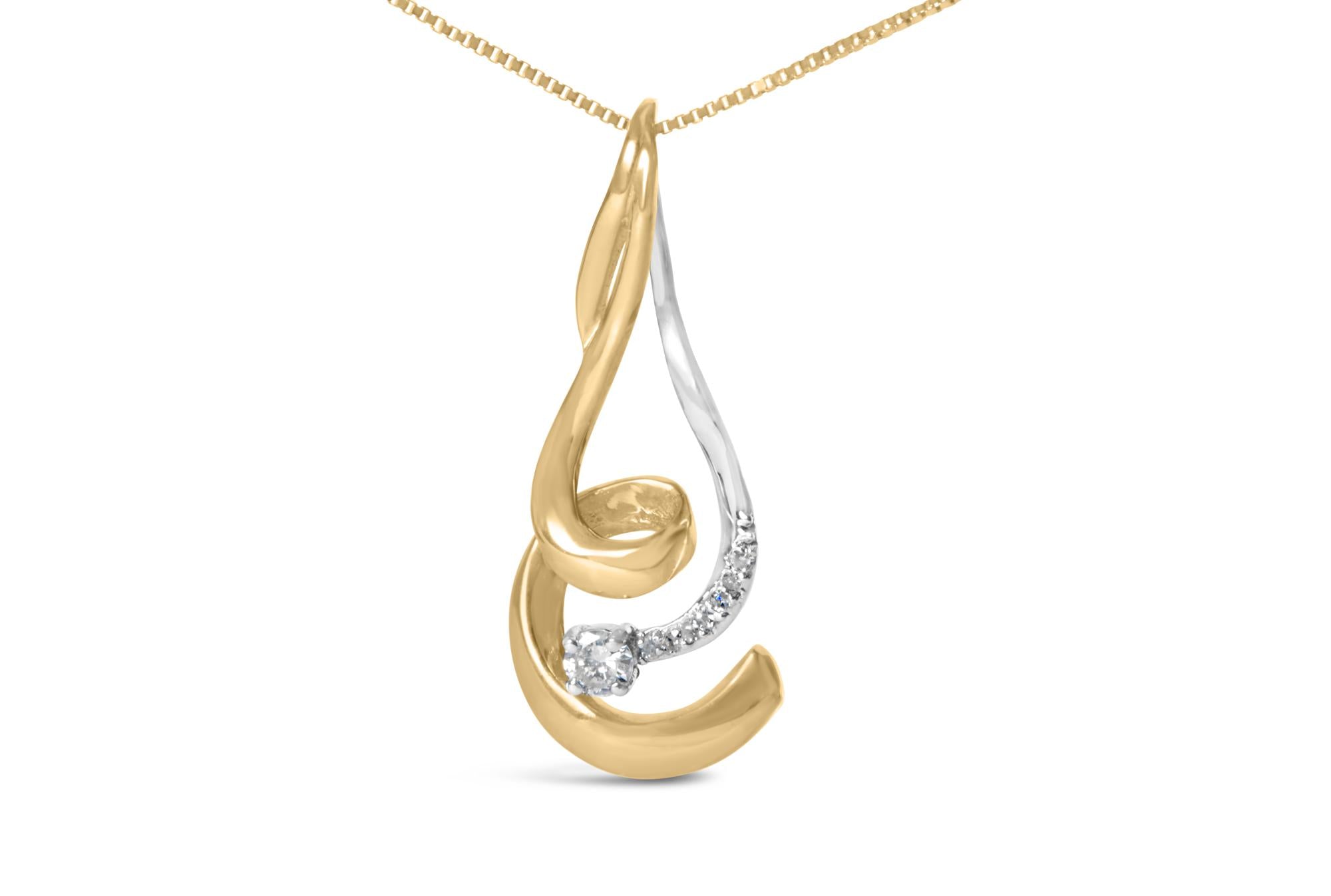 Espira 10K Two - Tone Gold 1/10 cttw Round Cut Diamond Swirl Pendant Necklace (I - J, I2 - I3) - Glow Haven