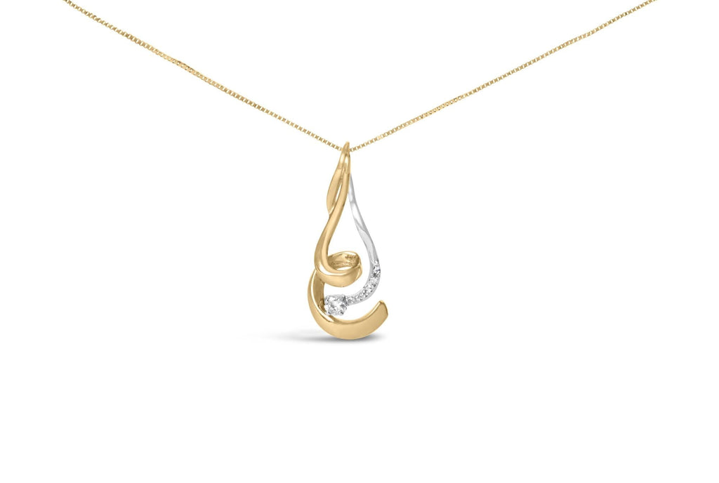 Espira 10K Two - Tone Gold 1/10 cttw Round Cut Diamond Swirl Pendant Necklace (I - J, I2 - I3) - Glow Haven