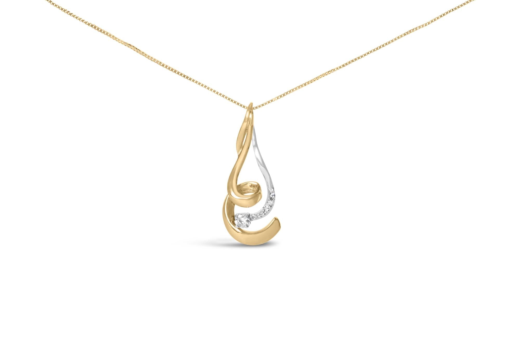 Espira 10K Two - Tone Gold 1/10 cttw Round Cut Diamond Swirl Pendant Necklace (I - J, I2 - I3) - Glow Haven