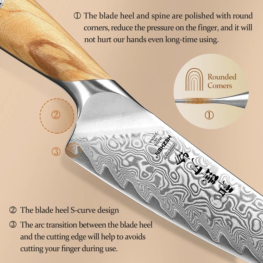 Flagship Series 5 - Inch Utility Knife 73 - Layer Powder Damascus Steel Brown - Glow Haven