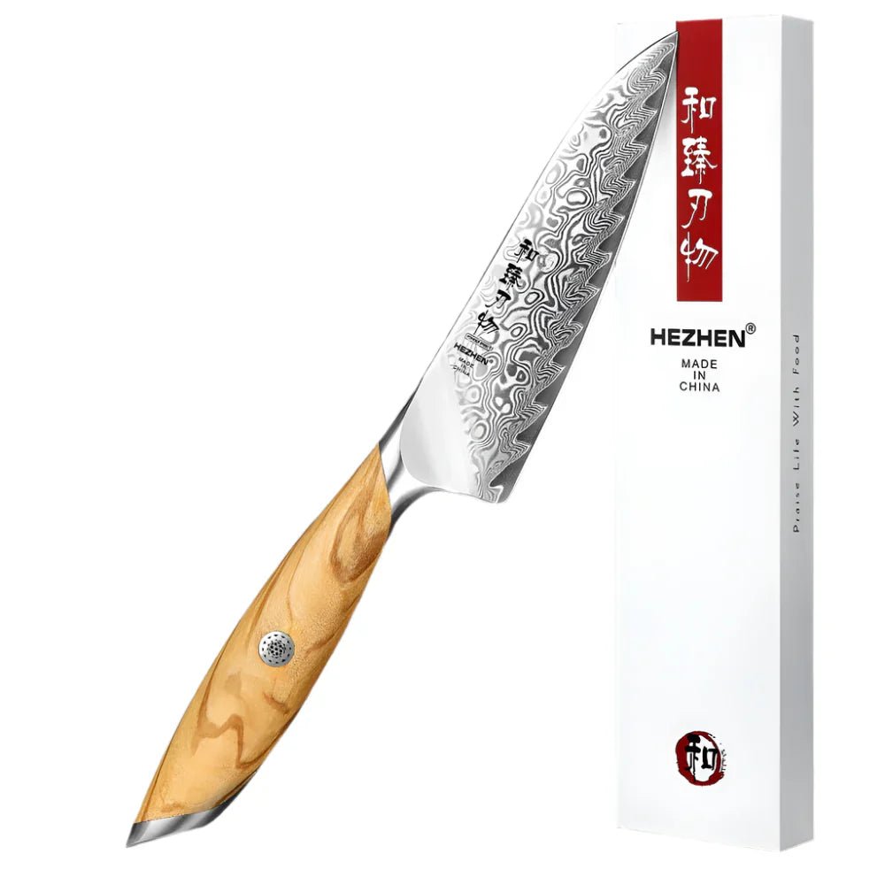 Flagship Series 5 - Inch Utility Knife 73 - Layer Powder Damascus Steel Brown - Glow Haven