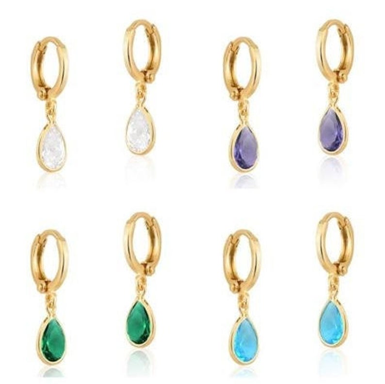 Dangle Huggies Earrings With Cz Cubic Zirconia Stones (K180)