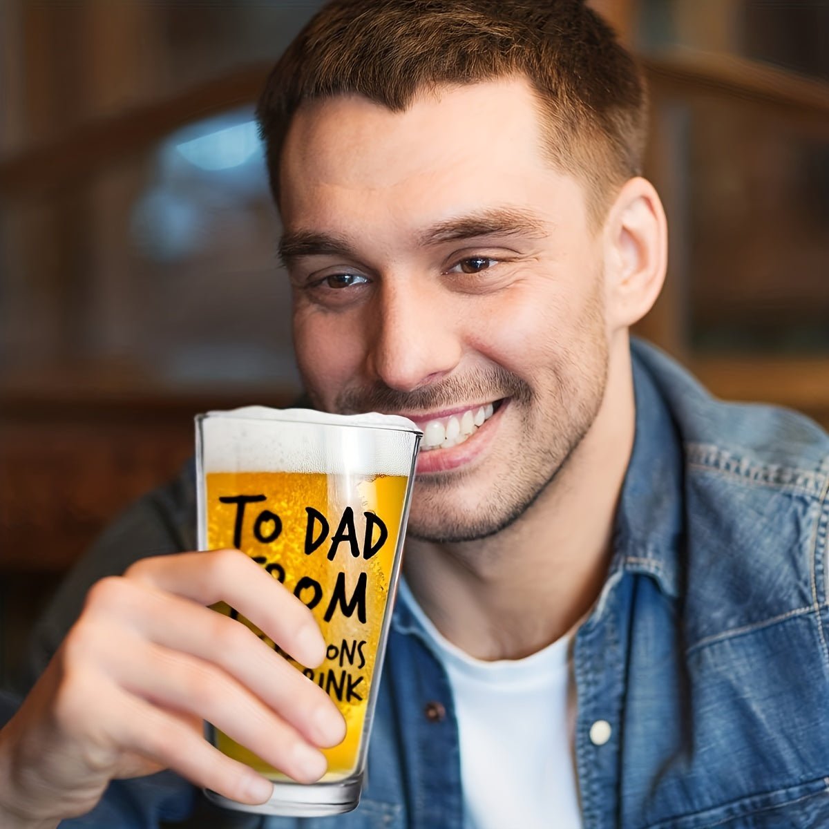 Large 500ml U - Shaped Glass Beer Cup with Letter Print - Glow Haven