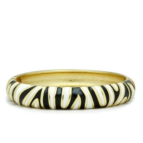 LO2152 - Flash Gold White Metal Bangle with Epoxy in No Stone - Glow Haven
