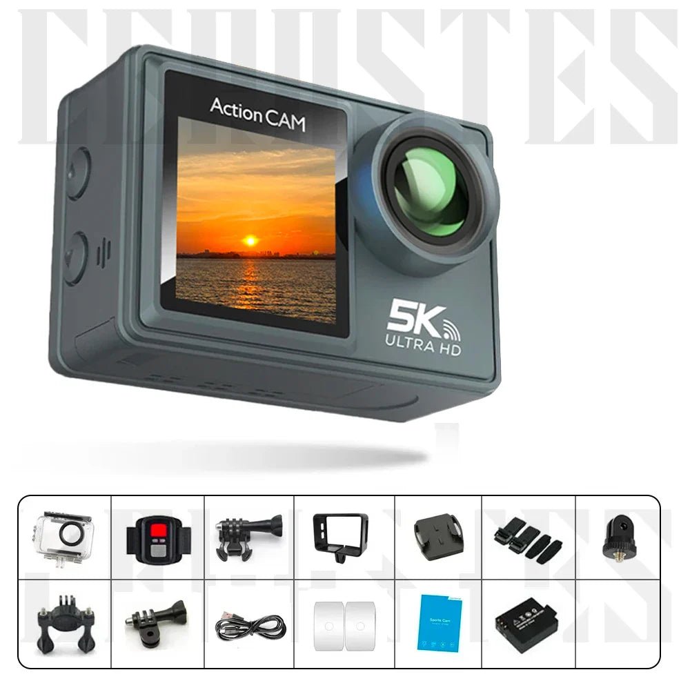NNEOBA 5K Ultra HD Action Camera with Electronic Stabilization Grey - Glow Haven
