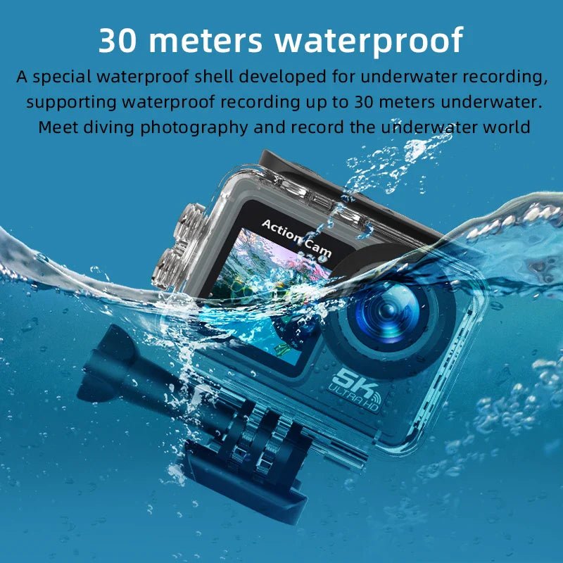 NNEOBA 5K Ultra HD Action Camera with Electronic Stabilization Grey - Glow Haven