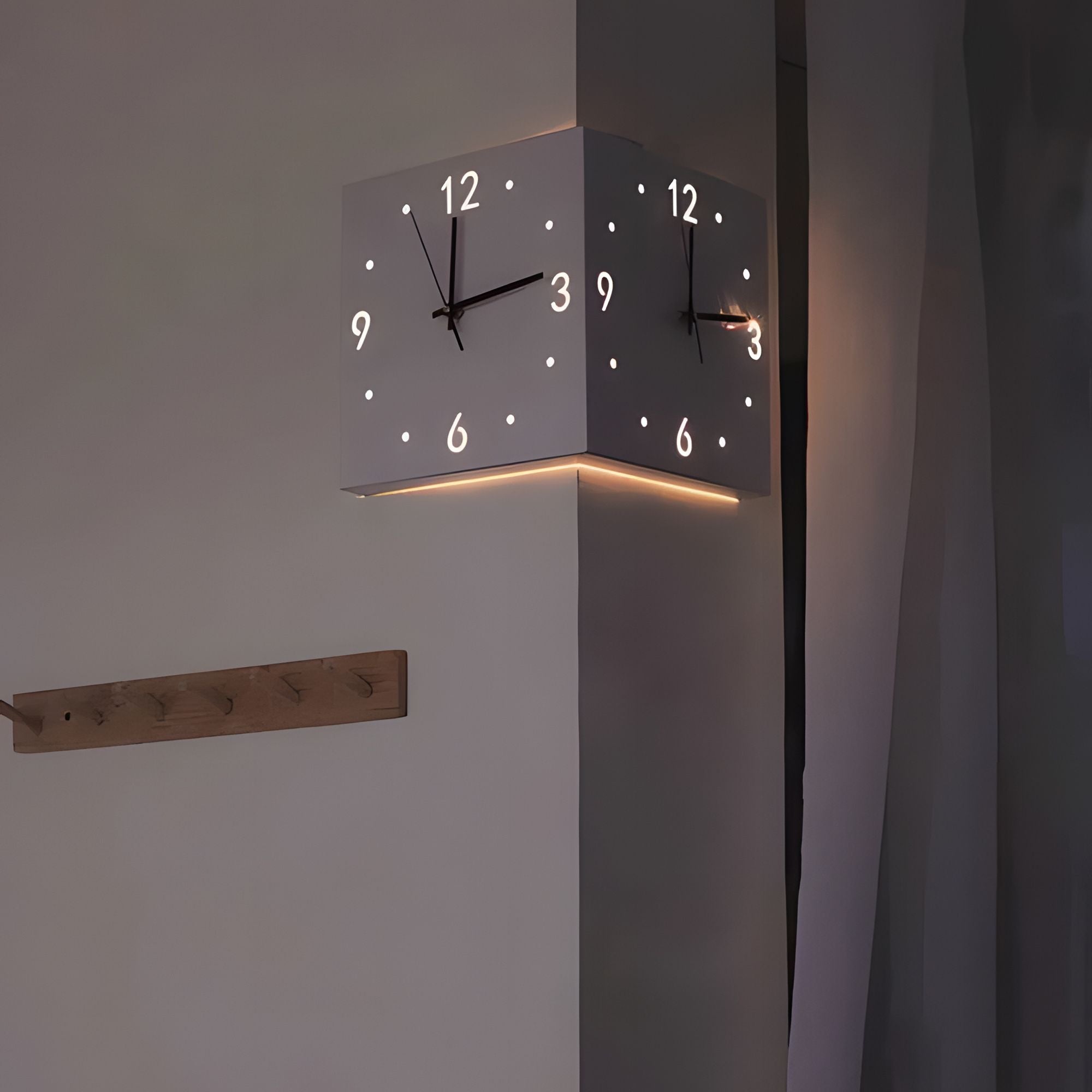 Nordic Square Modern Corner Wall Clock - Glow Haven