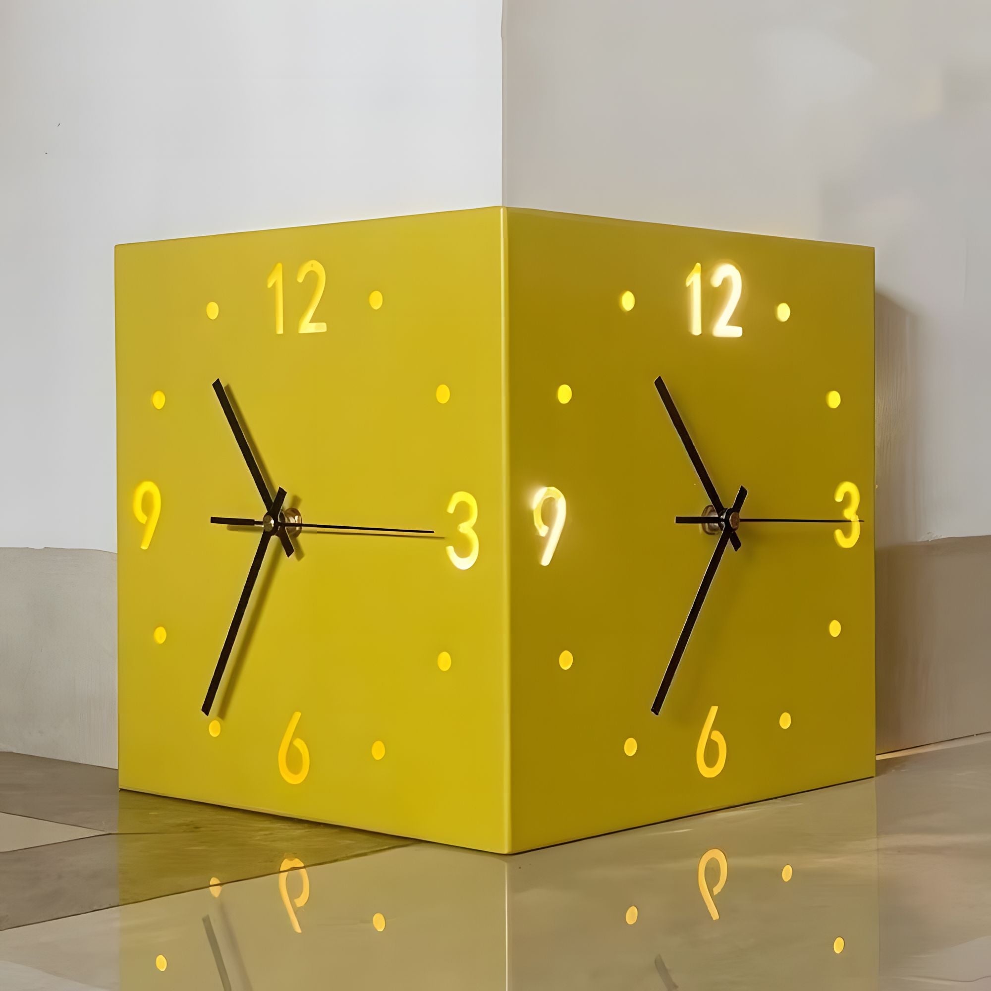 Nordic Square Modern Corner Wall Clock - Glow Haven