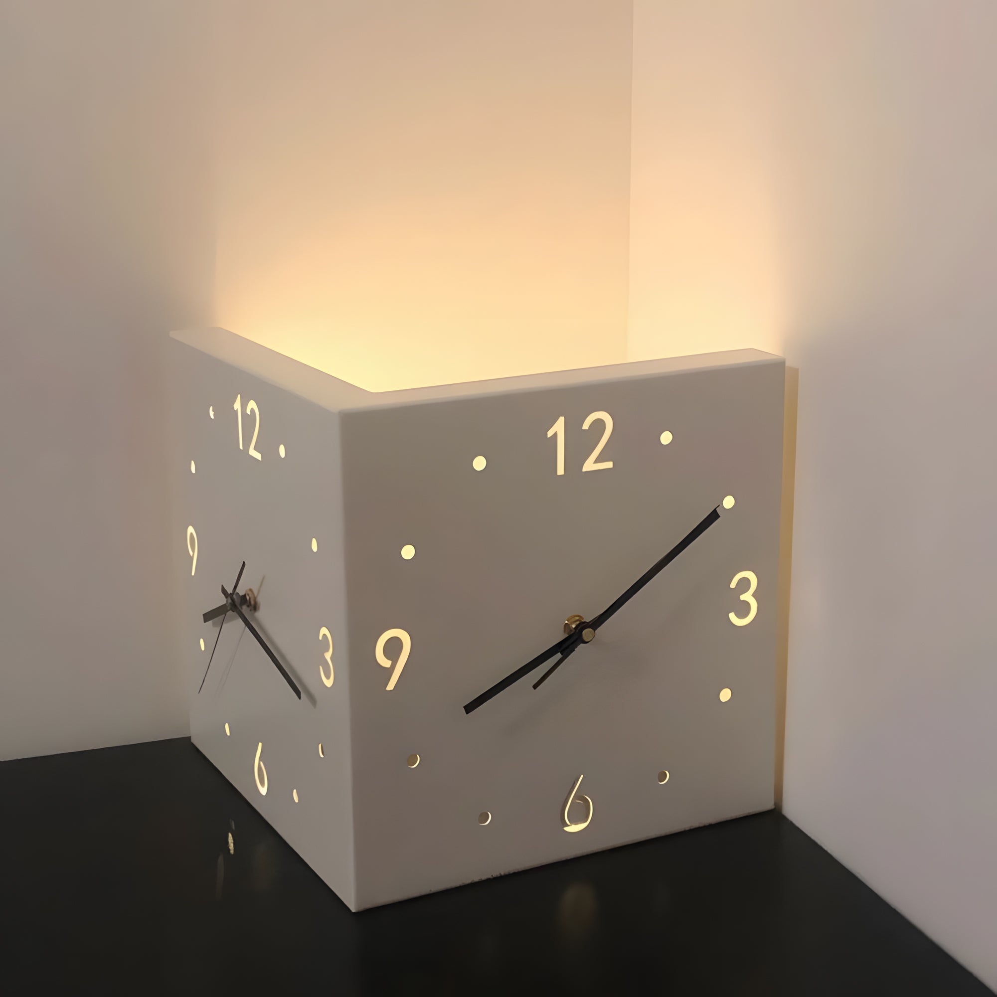 Nordic Square Modern Corner Wall Clock - Glow Haven