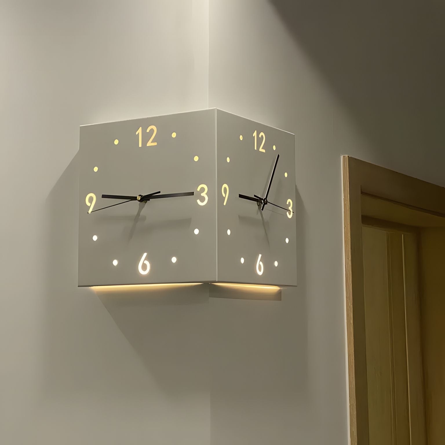 Nordic Square Modern Corner Wall Clock - Glow Haven