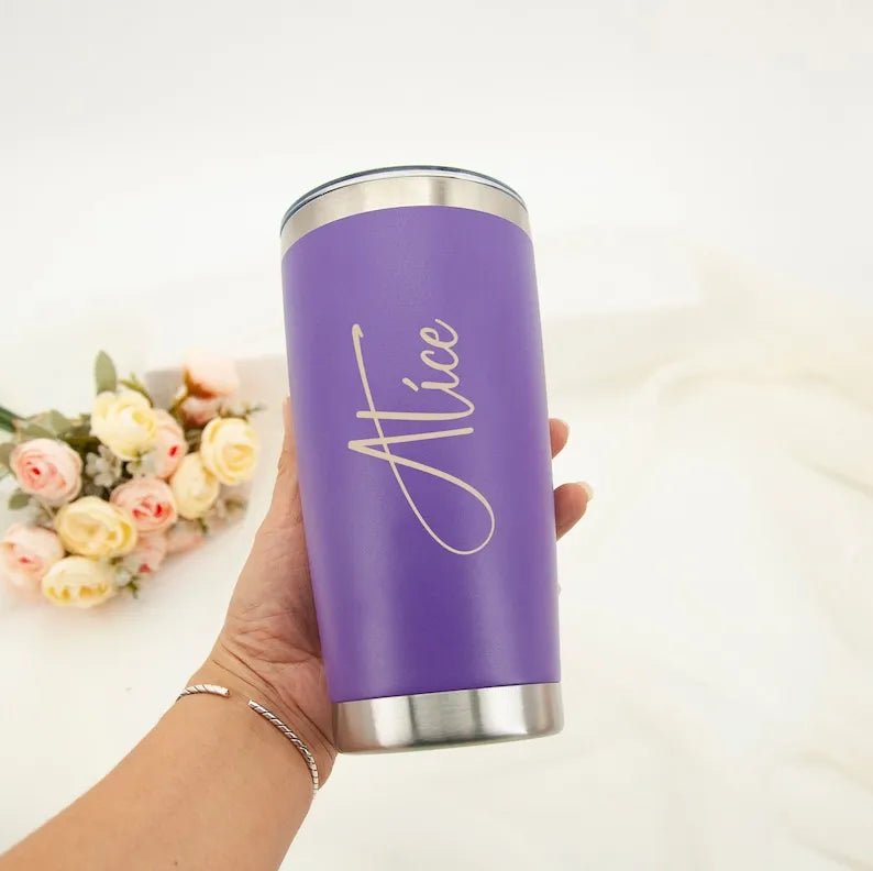 Personalised Large Name Thermos Insulated Cup Travel Mug Coffee Tea Flask Custom - Glow Haven