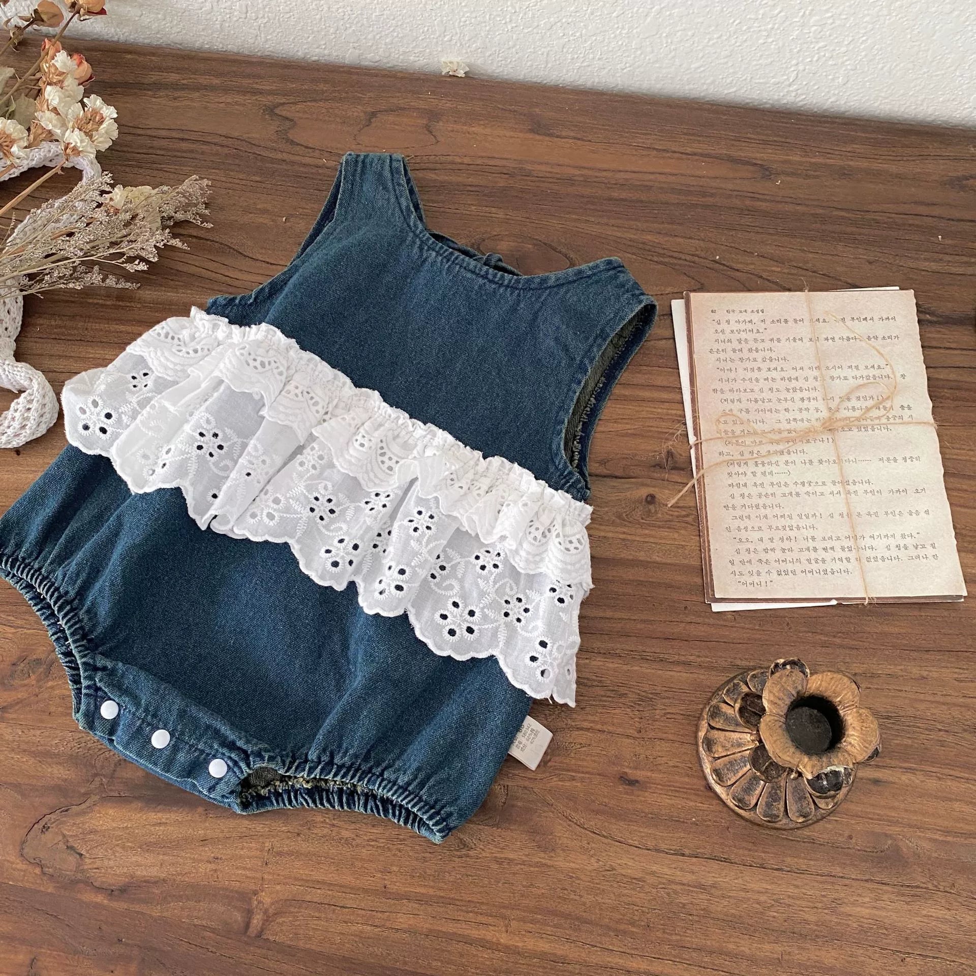 Summer Arrival Baby Girls Color Patchwork Sleeveless Denim Onesies